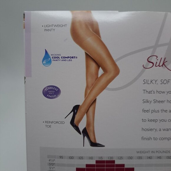 Hanes Silk Reflections Silky Sheer Pantyhose Non-Control Top AB Brown - Picture 13 of 14